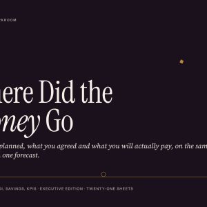 Where Did the Money Go, Executive Edition: cash flow, ROI, savings and KPIs around the same forecast.